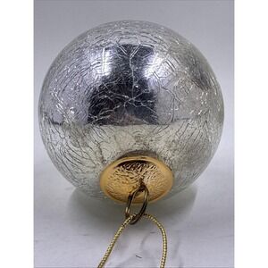 VTG Silver Christmas Ornament Ball Kugel Style Crackle Mercury Glass 3" Heavy